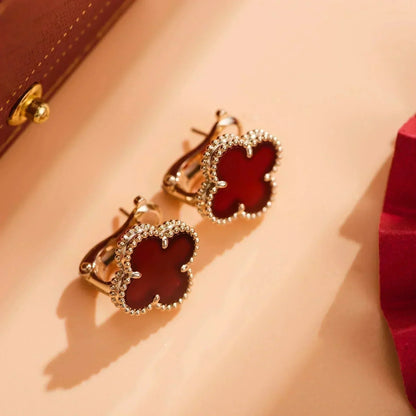 [Super CiCi ]CLOVER MEDIUM 1 MOTIFS CARNELIAN  EARRINGS
