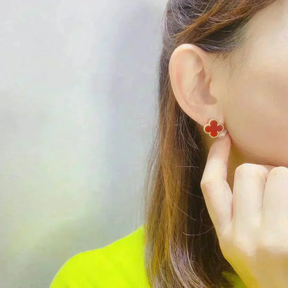 [Super CiCi ]CLOVER MEDIUM 1 MOTIFS CARNELIAN  EARRINGS