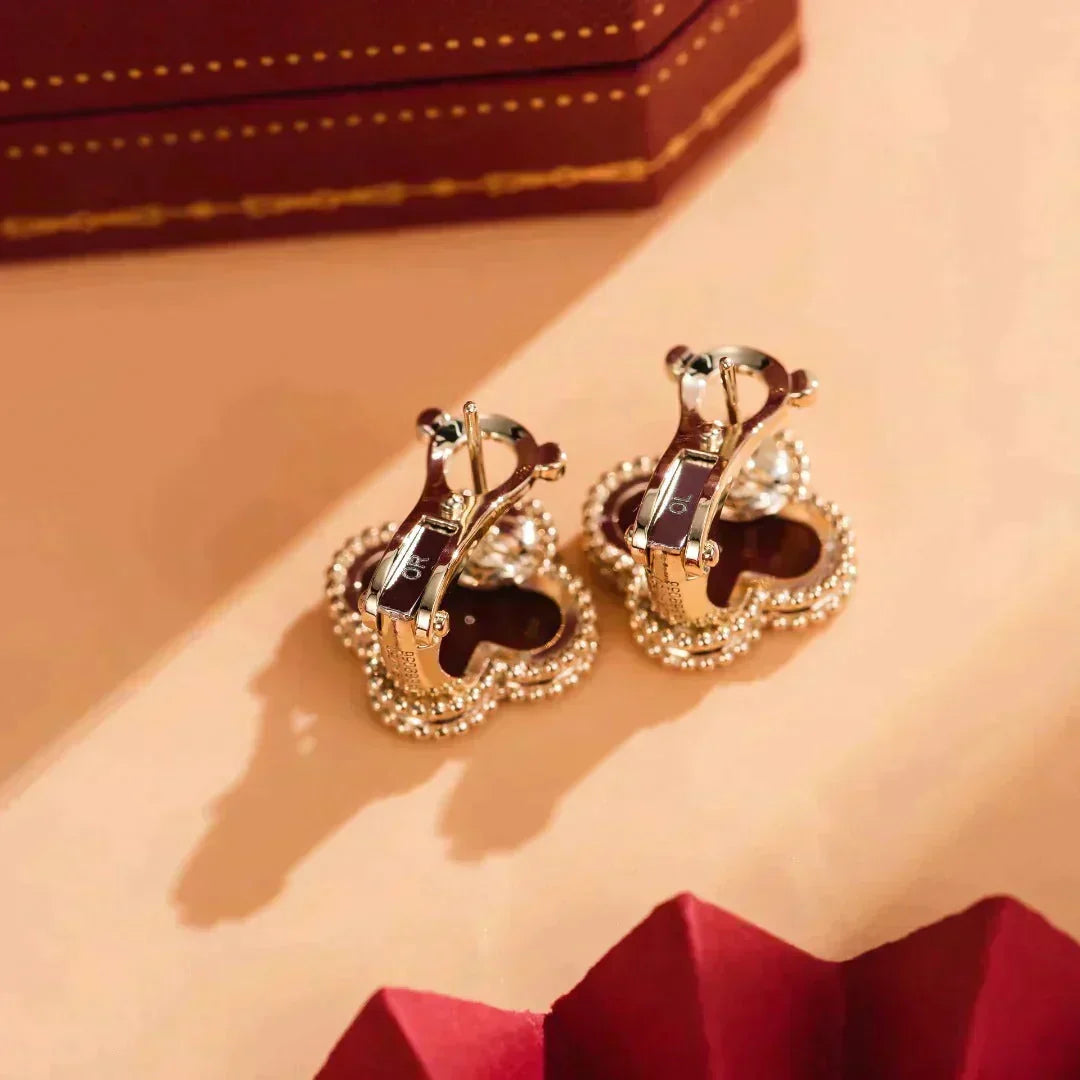 [Super CiCi ]CLOVER MEDIUM 1 MOTIFS CARNELIAN  EARRINGS