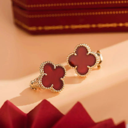 [Super CiCi ]CLOVER MEDIUM 1 MOTIFS CARNELIAN  EARRINGS