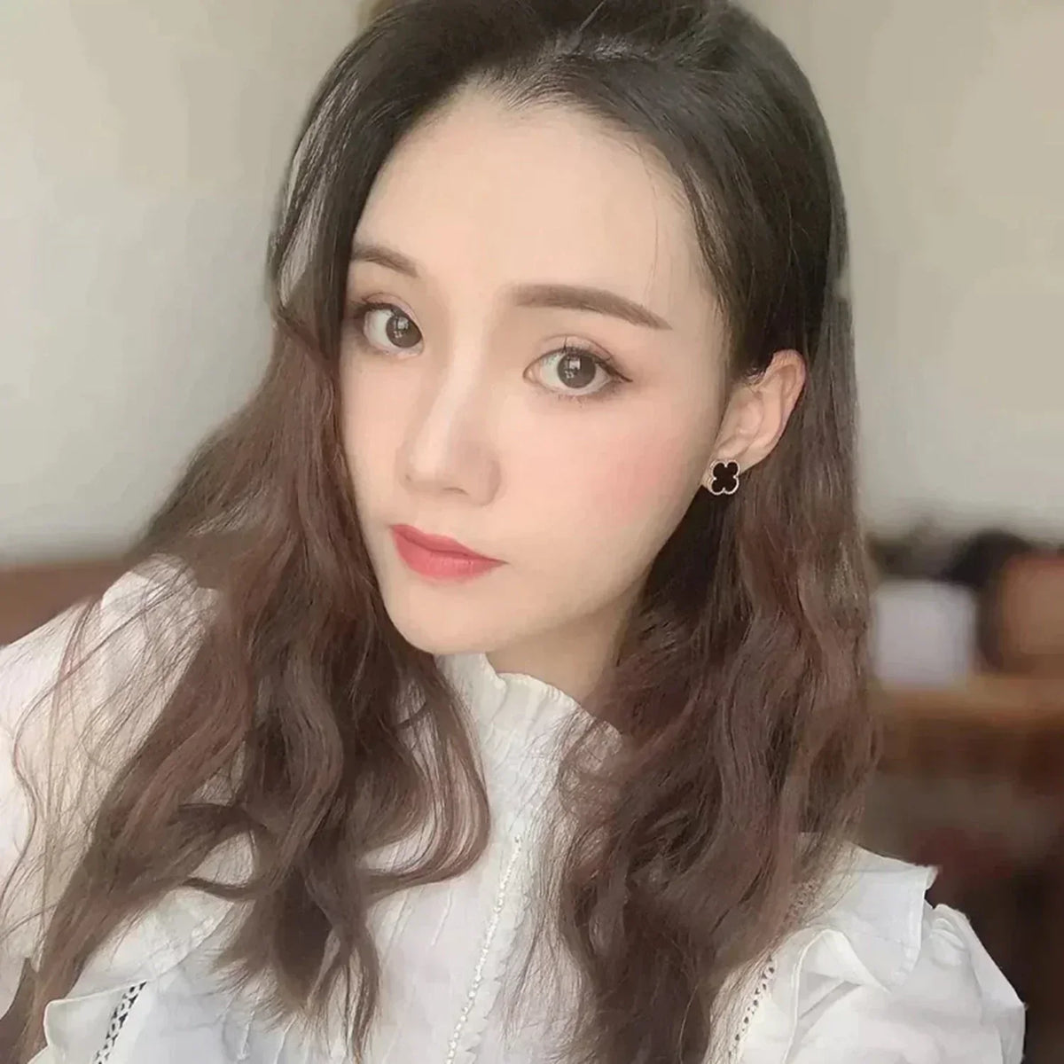 [Super CiCi ]CLOVER MEDIUM 1 MOTIFS  ONYX STUD EARRINGS