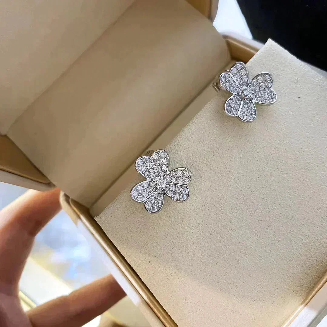 [Super CiCi ]CLOVER COMOS DIAMOND EARRINGS SILVER