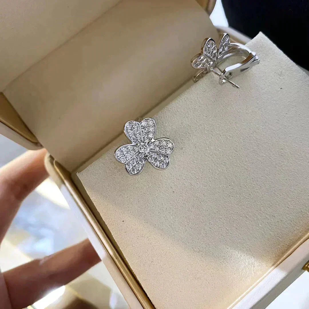 [Super CiCi ]CLOVER COMOS DIAMOND EARRINGS SILVER