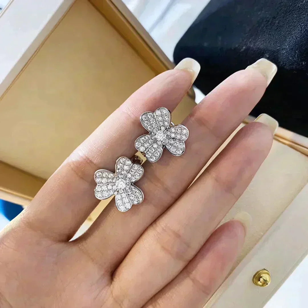 [Super CiCi ]CLOVER COMOS DIAMOND EARRINGS SILVER