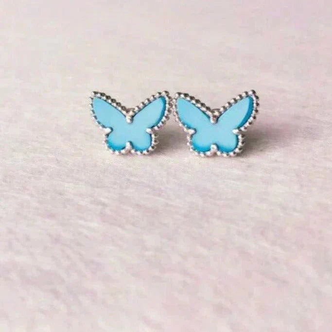 [Super CiCi ]BUTTERFLY TURQUOISE EARRINGS SILVER