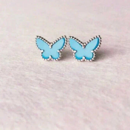 [Super CiCi ]BUTTERFLY TURQUOISE EARRINGS SILVER