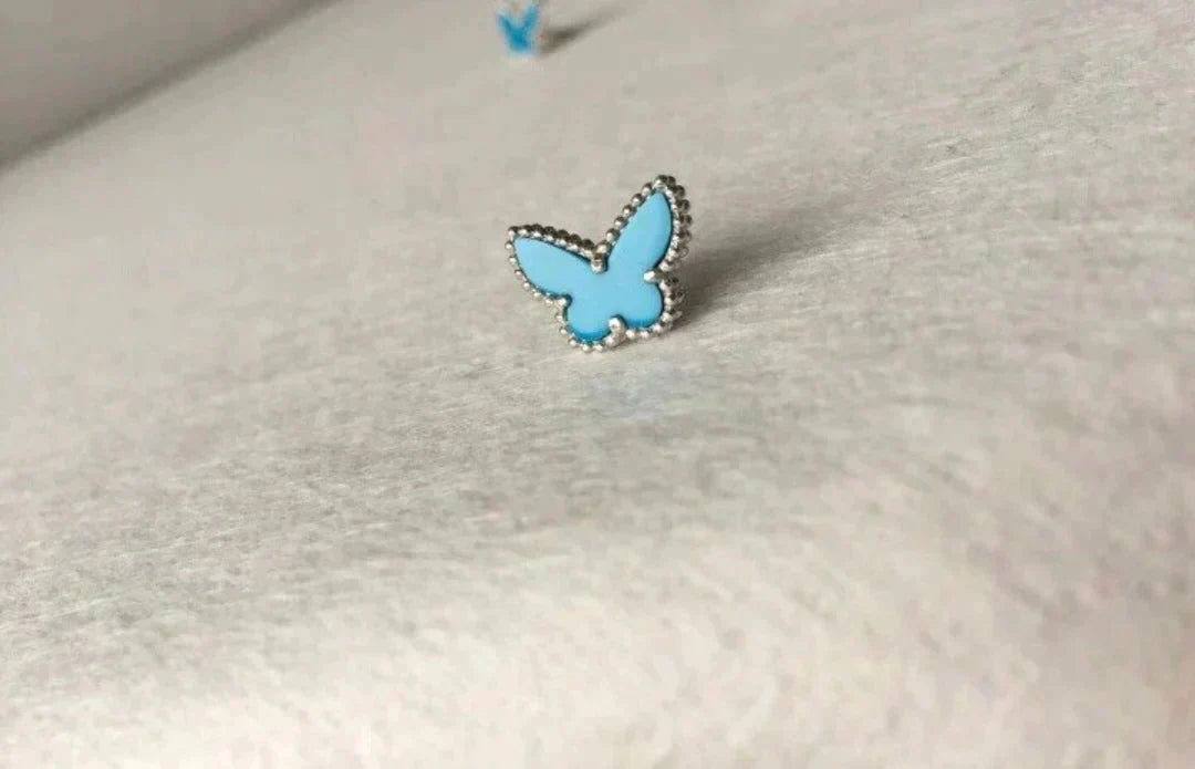 [Super CiCi ]BUTTERFLY TURQUOISE EARRINGS SILVER