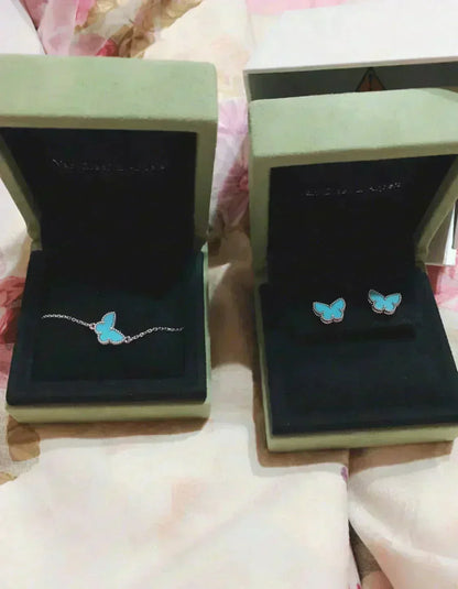 [Super CiCi ]BUTTERFLY TURQUOISE EARRINGS SILVER