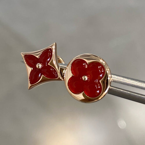[Super CiCi ]STAR AND SUN PINK GOLD CARNELIAN STUD EARRINGS