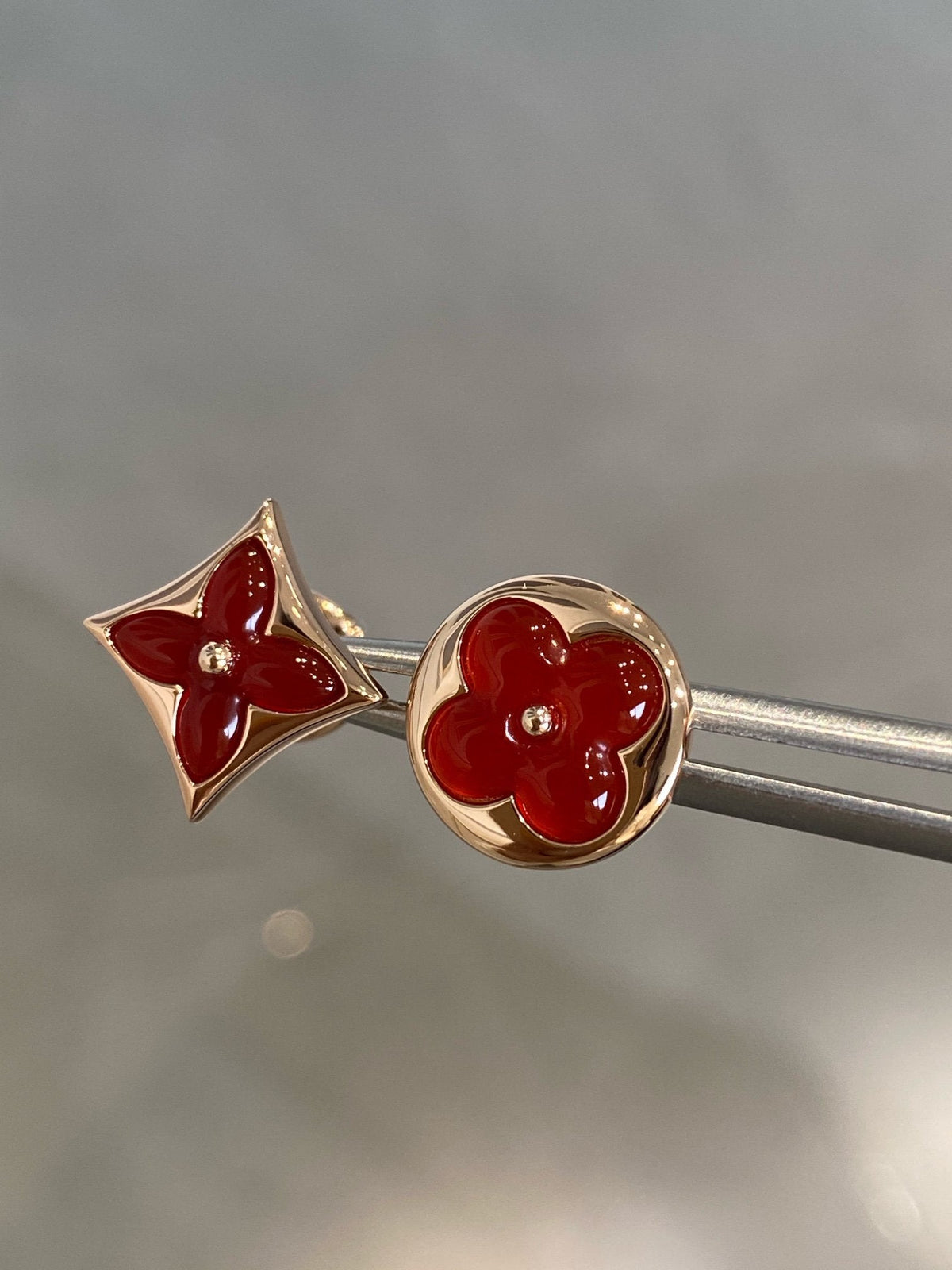 [Super CiCi ]STAR AND SUN PINK GOLD CARNELIAN STUD EARRINGS