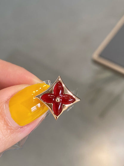 [Super CiCi ]STAR AND SUN PINK GOLD CARNELIAN STUD EARRINGS