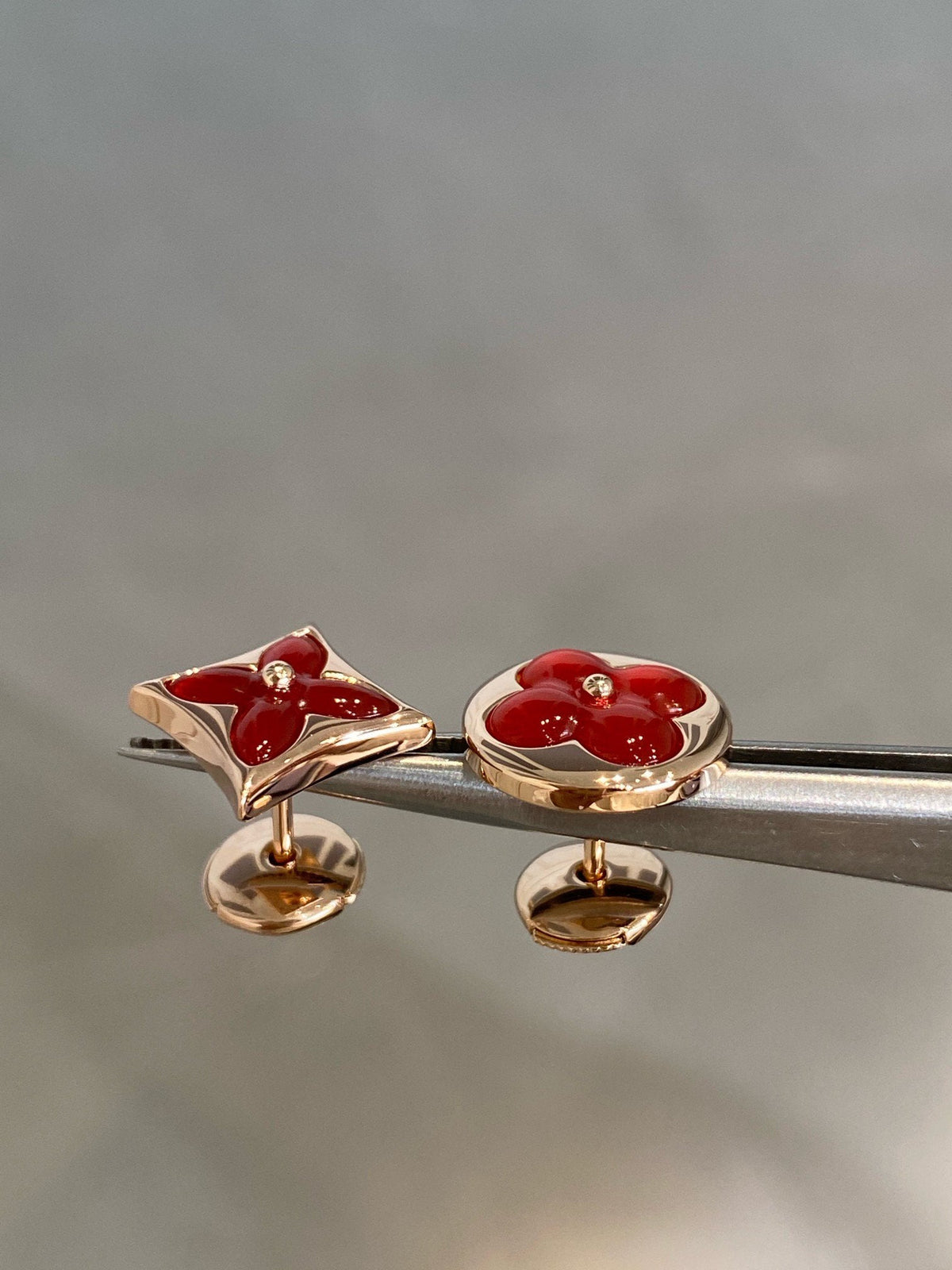[Super CiCi ]STAR AND SUN PINK GOLD CARNELIAN STUD EARRINGS