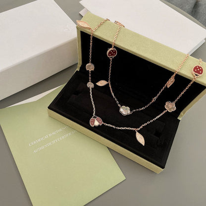 [Super CiCi ]LUCKY SPRING 15 MOTIFS ROSE GOLD NECKLACE