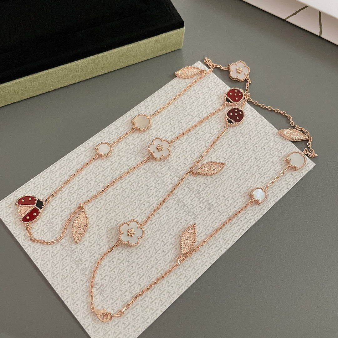 [Super CiCi ]LUCKY SPRING 15 MOTIFS ROSE GOLD NECKLACE