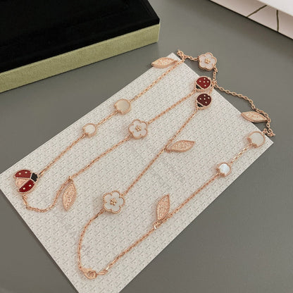 [Super CiCi ]LUCKY SPRING 15 MOTIFS ROSE GOLD NECKLACE
