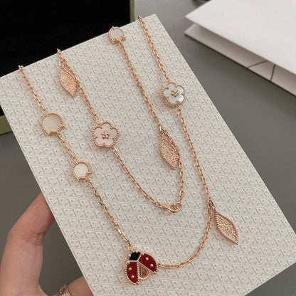 [Super CiCi ]LUCKY SPRING 15 MOTIFS ROSE GOLD NECKLACE