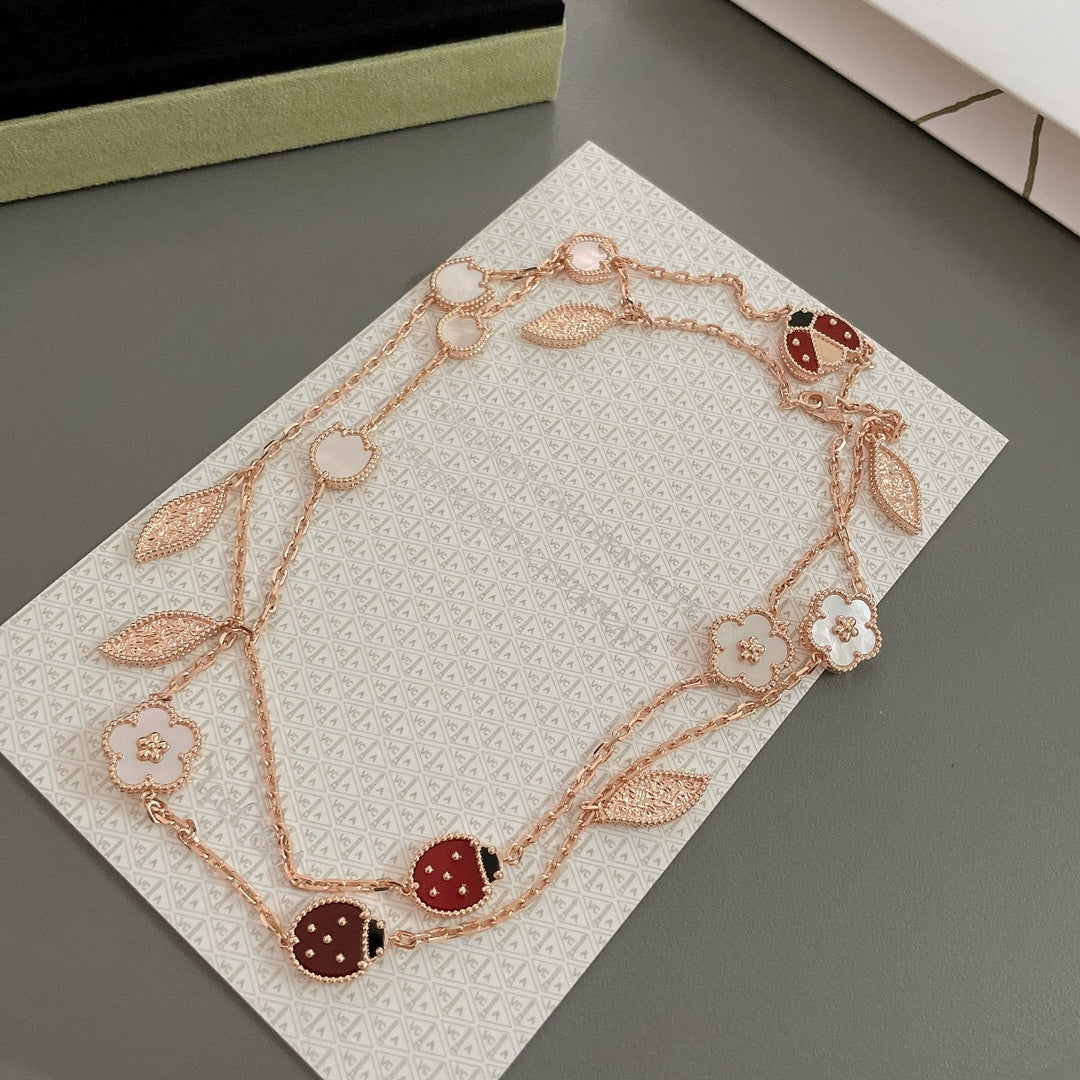 [Super CiCi ]LUCKY SPRING 15 MOTIFS ROSE GOLD NECKLACE