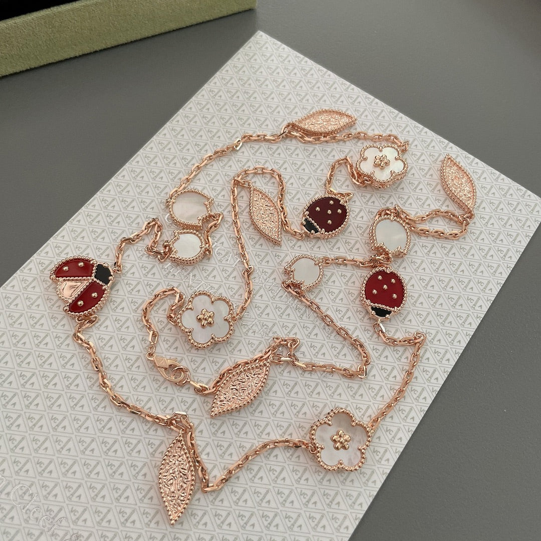 [Super CiCi ]LUCKY SPRING 15 MOTIFS ROSE GOLD NECKLACE