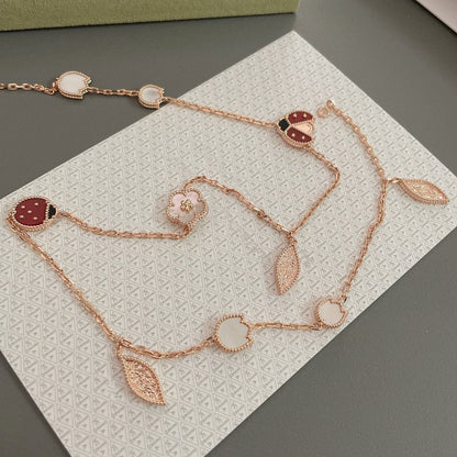 [Super CiCi ]LUCKY SPRING 15 MOTIFS ROSE GOLD NECKLACE