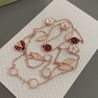 [Super CiCi ]LUCKY SPRING 15 MOTIFS ROSE GOLD NECKLACE