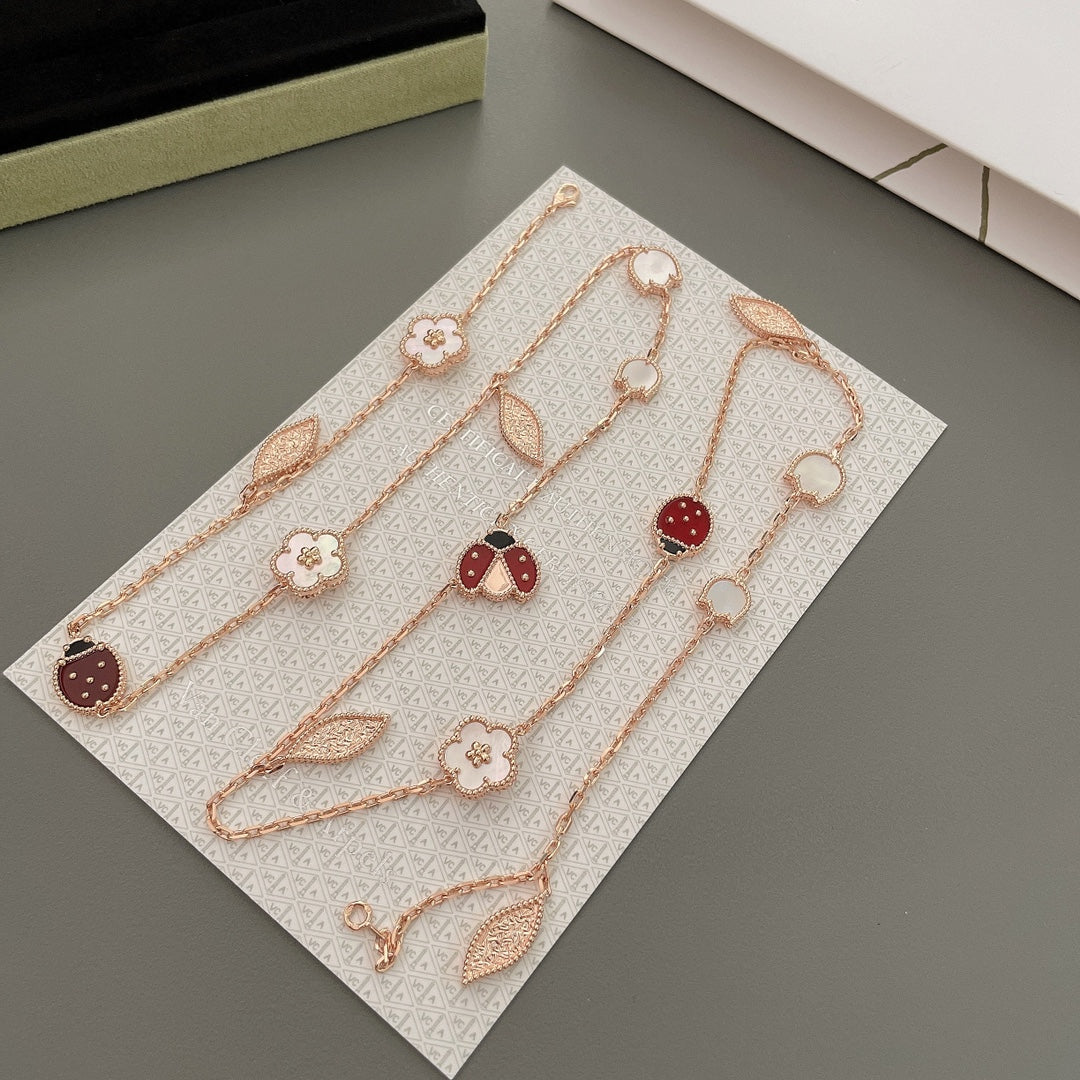 [Super CiCi ]LUCKY SPRING 15 MOTIFS ROSE GOLD NECKLACE