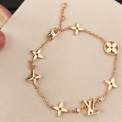 [Super CiCi ]STAR AND SUN 7 MOTIFS GOLD BRACELET