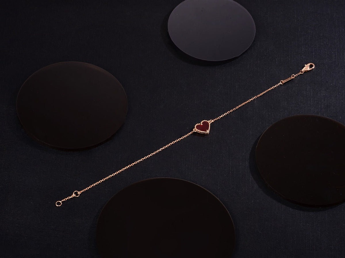 [Super CiCi ]HEART CARNELIAN PINK GOLD BRACELET