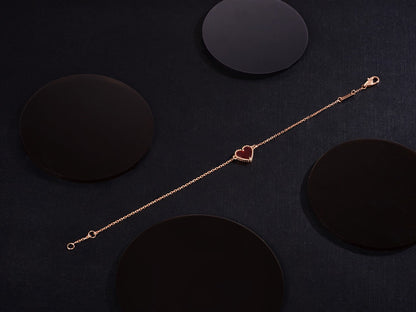 [Super CiCi ]HEART CARNELIAN PINK GOLD BRACELET