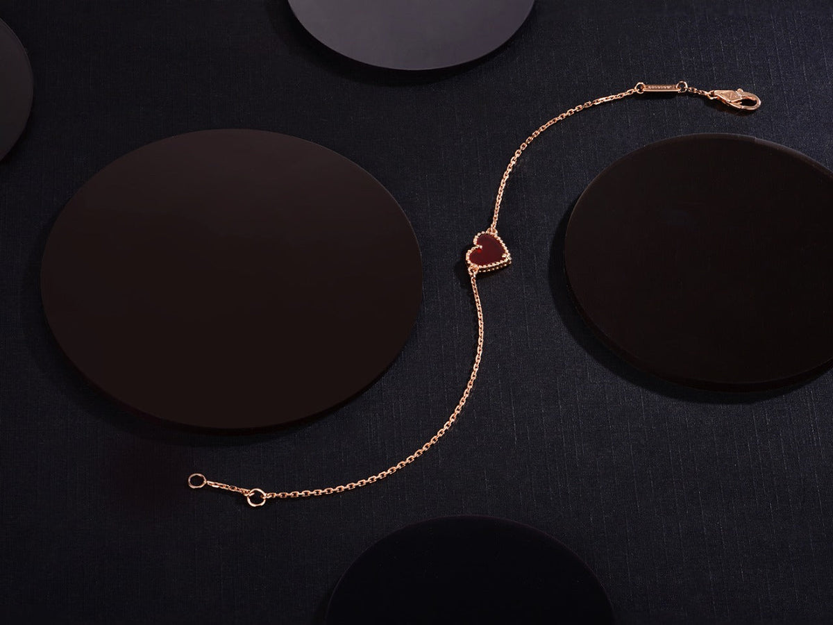 [Super CiCi ]HEART CARNELIAN PINK GOLD BRACELET