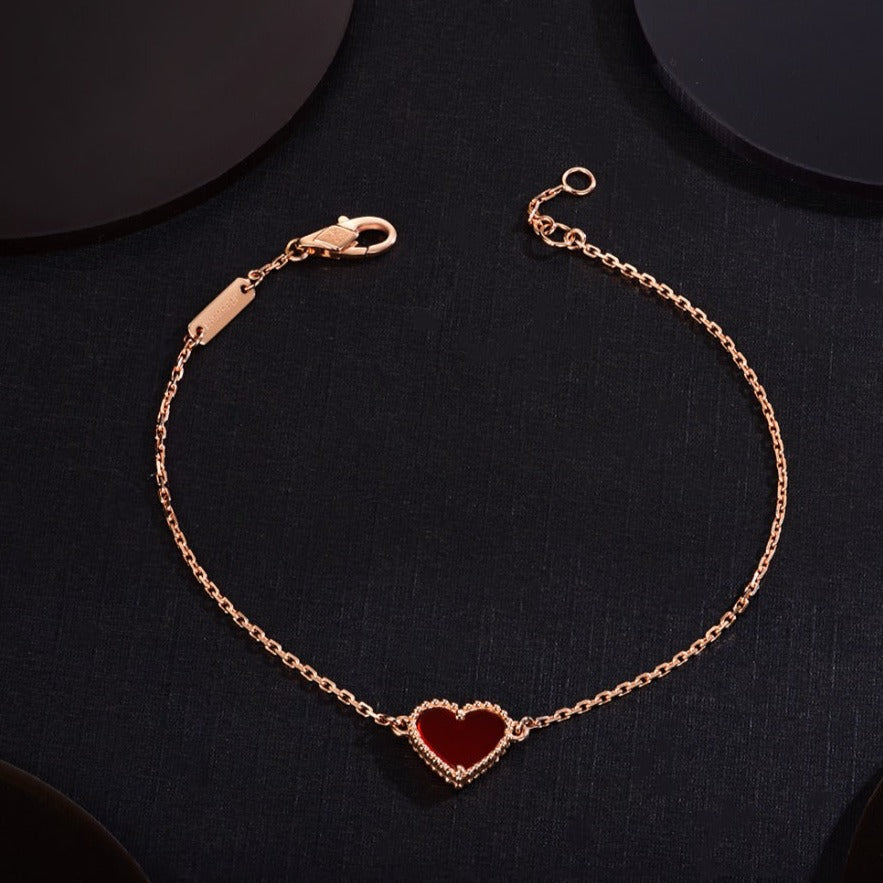[Super CiCi ]HEART CARNELIAN PINK GOLD BRACELET