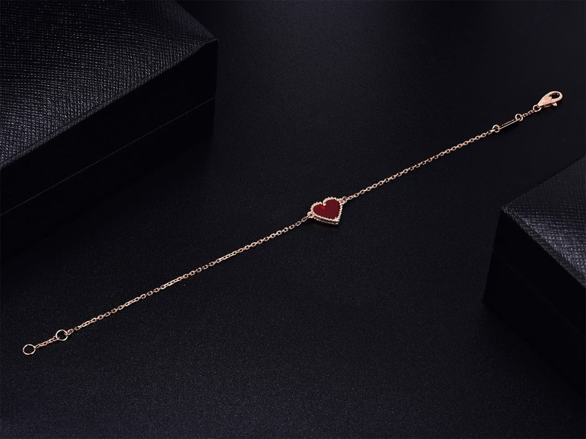 [Super CiCi ]HEART CARNELIAN PINK GOLD BRACELET