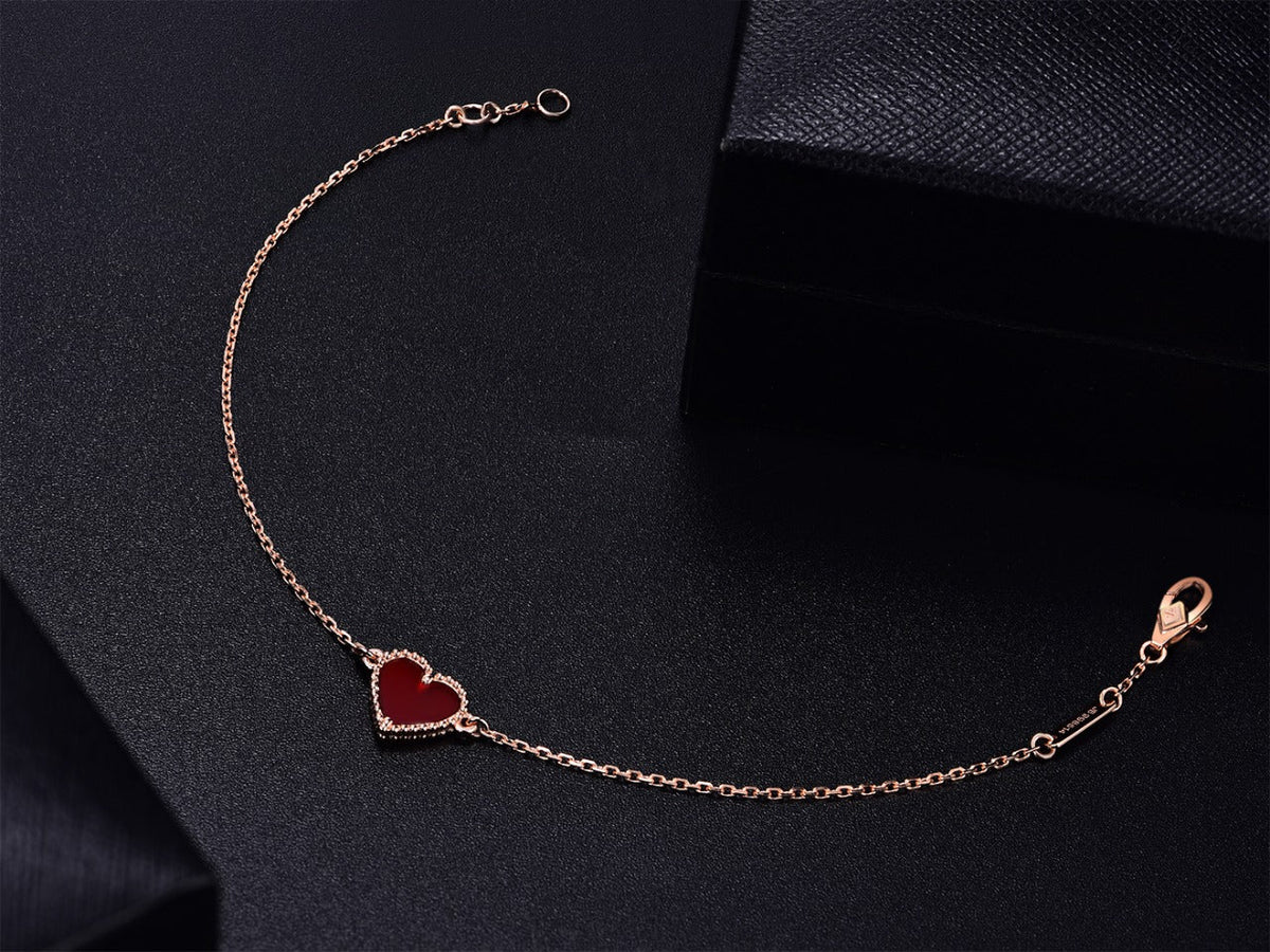 [Super CiCi ]HEART CARNELIAN PINK GOLD BRACELET