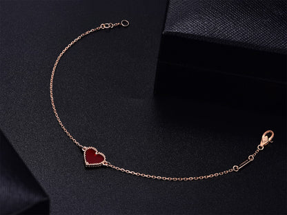 [Super CiCi ]HEART CARNELIAN PINK GOLD BRACELET
