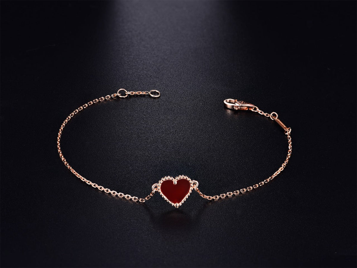 [Super CiCi ]HEART CARNELIAN PINK GOLD BRACELET