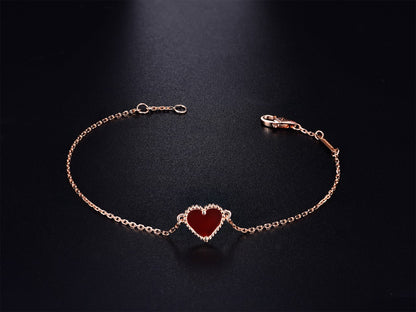 [Super CiCi ]HEART CARNELIAN PINK GOLD BRACELET