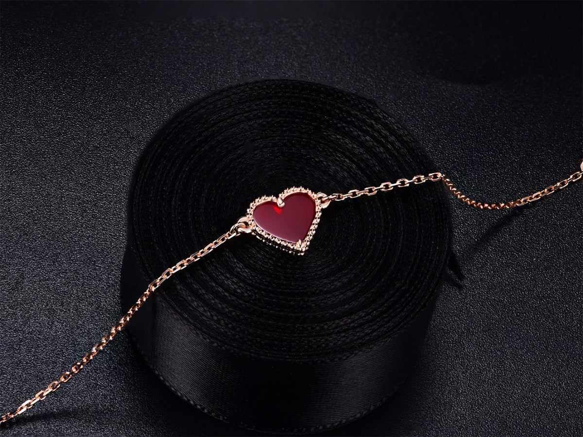 [Super CiCi ]HEART CARNELIAN PINK GOLD BRACELET
