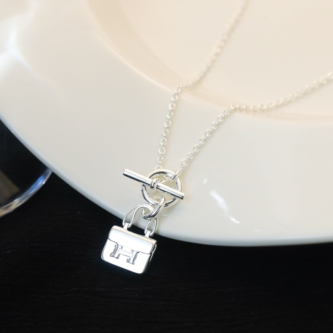 [Super CiCi ]POP H PEDANT SILVER NECKLACE