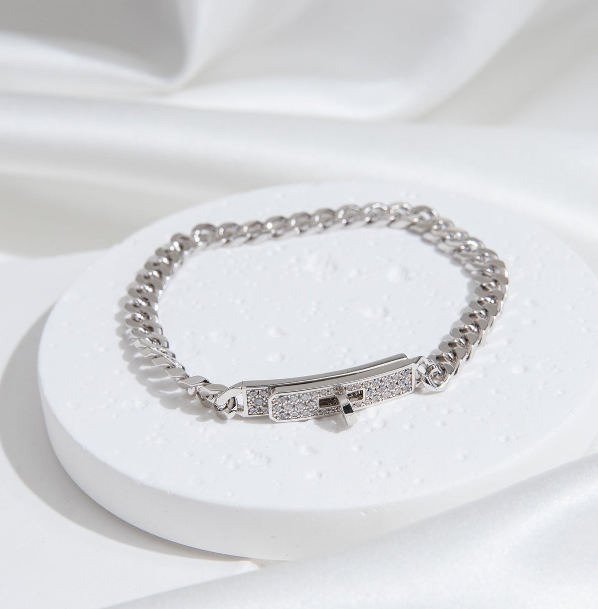 [Super CiCi ]KELLY CHAIN SILVER DIAMOND BRACELET