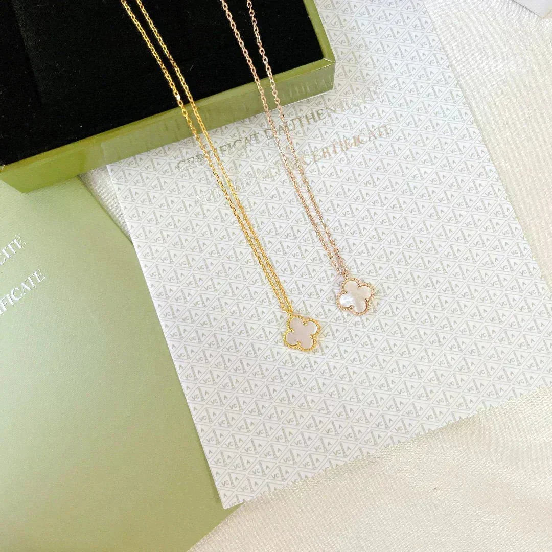 [Super CiCi ]CLOVER MINI 9.5MM WHITE MOTHER-OF-PEARL NECKLACE
