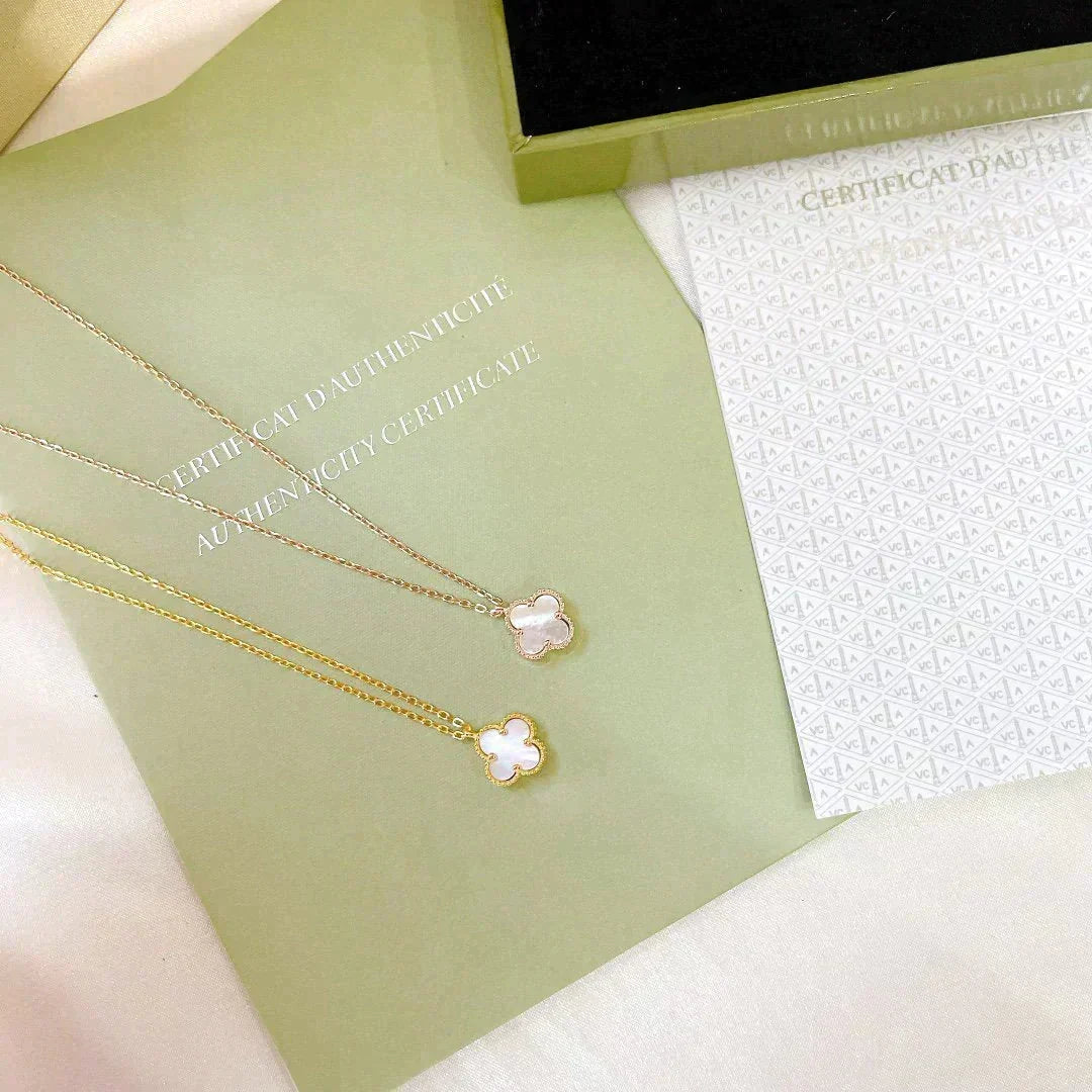 [Super CiCi ]CLOVER MINI 9.5MM WHITE MOTHER-OF-PEARL NECKLACE