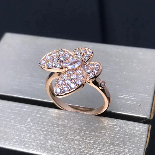 [Super CiCi ]BUTTERFLY PINK GOLD DIAMOND RING