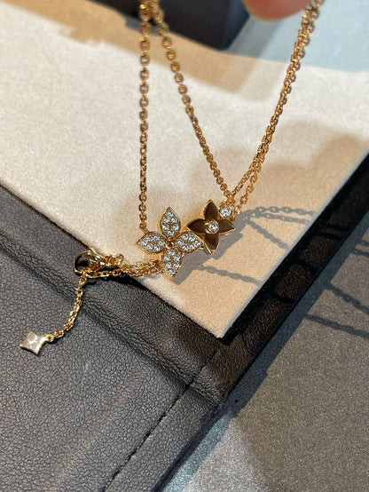 [Super CiCi ]STAR BLOSSOM NECKLACE PINK GOLD DIAMONDS