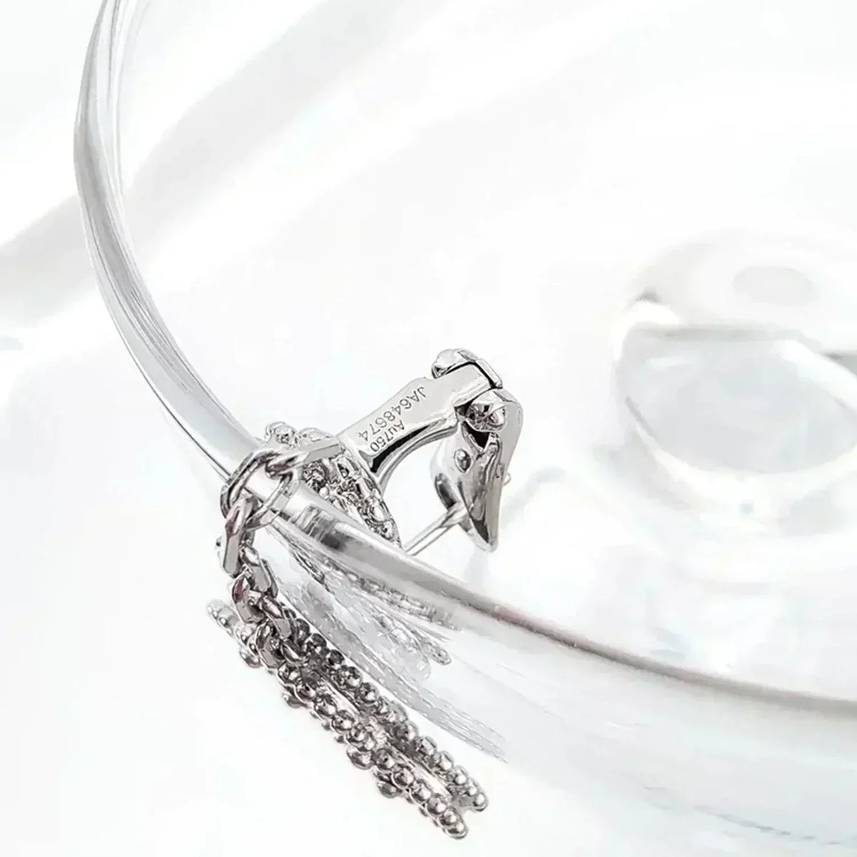 [Super CiCi ]CLOVER 2 MOTIFS  DIAMOND ONYX EARRINGS SILVER