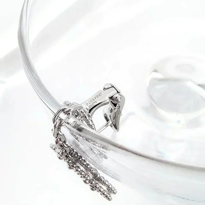 [Super CiCi ]CLOVER 2 MOTIFS  DIAMOND ONYX EARRINGS SILVER