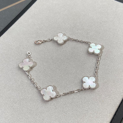 [Super CiCi ]CLOVER WHITE PEARL MOP 5 MOTIF BRACELET COLLECTION