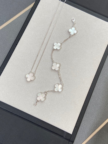 [Super CiCi ]CLOVER WHITE PEARL MOP 5 MOTIF BRACELET COLLECTION