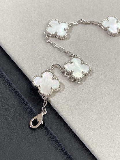 [Super CiCi ]CLOVER WHITE PEARL MOP 5 MOTIF BRACELET COLLECTION