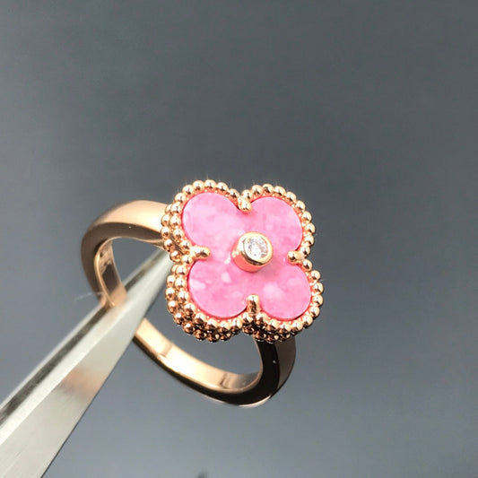 [Super CiCi ]CLOVER RHODONITE ROSE GOLD RING