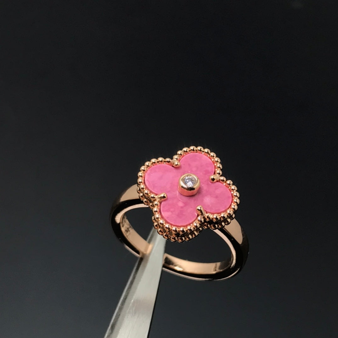 [Super CiCi ]CLOVER RHODONITE ROSE GOLD RING
