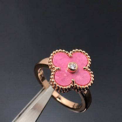 [Super CiCi ]CLOVER RHODONITE ROSE GOLD RING